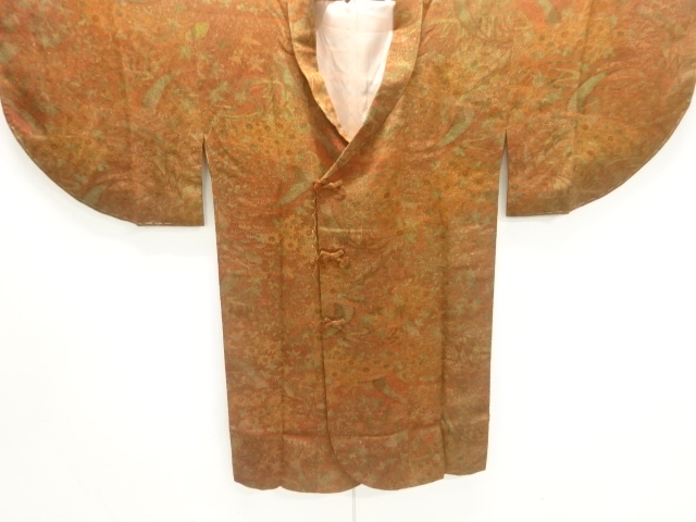JAPANESE KIMONO / UNUSED CREPE DE CHINE FLOWER PATTERN MICHIYUKI COAT